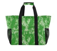 Borsa da spiaggia in tela resistente all'acqua pieghevole vintage tinta unita verde tie-dye Art Utility Bag, Arte vintage tinta unita verde tie-dye, 1 size, Moda