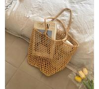 Borsa da spiaggia intrecciata all'uncinetto, borsa a tracolla per le vacanze