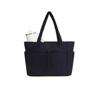Borsa da spiaggia intrecciata Borsa tote portatile leggera da donna, tracolla casual viaggio trapuntata nei colori nero kaki(Black)