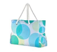 Borsa da spiaggia moderna a pois rotonda turchese robusta da uomo con cerniera tote bag essenziale da viaggio regali da spiaggia regali di compleanno per donne