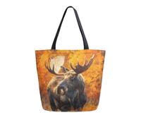 Borsa Da Spiaggia Moose With Orange Thicket Borsa Spesa Resistente Riutilizzabile Sacchetto Della Spesa Per Shopping Picnic Donna
