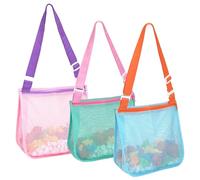 Borsa da Spiaggia per Bambini e Bambine Riutilizzabile Borsa Porta Giochi Spiaggia Anti-sabbia Rete Portatile per Sabbia Nuotare Viaggio Giocattoli Set di 3 (A)