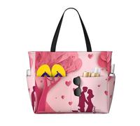 Borsa da spiaggia per coppia di San Valentino da donna, romantica, con cuore, impermeabile, con cerniera, leggera, per la notte, per lo shopping, il nuoto, idea regalo per le vacanze estive