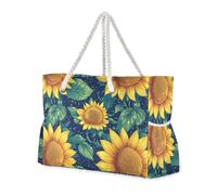 Borsa da spiaggia per la festa dei genitori con girasole giallo a prova di sabbia da viaggio con cerniera tote borse essenziali da viaggio regali da spiaggia regali di compleanno per le donne