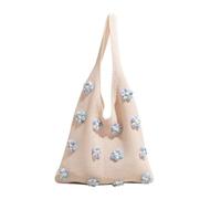 Borsa da spiaggia per ragazze alla moda spaziose borse a tracolla interne borsa casual delicata borse shopper per varie occasioni borsa all'uncinetto, Blu, One Size