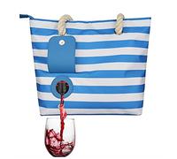 Borsa da spiaggia per vino, borsa da spiaggia portatile con isolamento termico, borsa termica per vino, per gli amanti del vino, degustazione di vino, festa