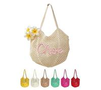 Borsa da spiaggia personalizzata all'uncinetto, borsa da spiaggia tessuta con nome personalizzato, leggera borsa da spiaggia estiva, ideale per bomboniere di addio al nubilato, regali per damigelle