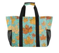 Borsa da spiaggia pieghevole con scomparti con manici e foglie d'acero verde, Pittura d'arte verde foglia d'acero, 1 size, Moda