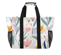 Borsa da spiaggia pieghevole impermeabile pieghevole di colore chiaro di arte dei fiori di primavera, Fiori di primavera Colore chiaro Art, 1 size, Moda