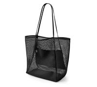 Borsa da spiaggia pieghevole in rete estiva, leggera e traspirante, design semplice ed elegante, interno spazioso, buone prestazioni di drenaggio, comode maniglie per un facile trasporto e varie