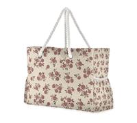 Borsa da spiaggia portatile vintage rosa rossa con tasche laterali, borsa da viaggio, borsa da spiaggia, sport, viaggi, oggetti essenziali per la spiaggia, regali di compleanno per le donne