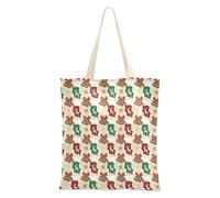Borsa da spiaggia riutilizzabile da donna in tela a forma di cuore peloso nero con manici, Campana natalizia per calze di Natale, beige, rosso, verde, oro, Taglia unica