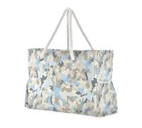 Borsa da spiaggia robusta mimetica ad acquerello a prova di sabbia con tasche laterali Borsa per oggetti personali con tasche con cerniera
