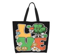Borsa Da Spiaggia St Patricks Day Green Hat Bear Butterflies Shamrock Borsa A Mano Impermeabile Grande Shopper Bag Per Ufficio Picnic Viaggi