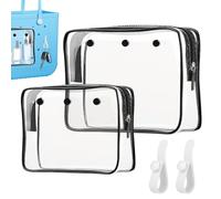 Borsa da spiaggia trasparente con 2 ganci per inserire accessori per borse da viaggio per trucchi da viaggio organizer per pennelli da toilette organizer per cosmetici divisore interno, nero, 2-pack