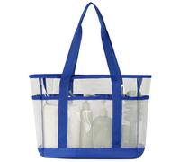 Borsa da spiaggia trasparente con pannelli in rete, borsa per elementi essenziali della piscina con tasche esterne e manici lunghi Borsa da spiaggia trasparente Borsa da piscina in rete da