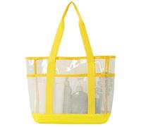 Borsa da spiaggia trasparente con pannelli in rete, borsa per elementi essenziali della piscina con tasche esterne e manici lunghi Borsa da spiaggia trasparente Borsa da piscina in rete da