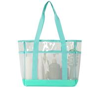 Borsa da spiaggia trasparente con pannelli in rete, borsa per elementi essenziali della piscina con tasche esterne e manici lunghi Borsa da spiaggia trasparente Borsa da piscina in rete da
