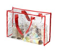 Borsa da spiaggia trasparente - grazie alla borsa della spesa, in PVC, impermeabile, trasparente, per esterni, piscina, tracolla lunga, taglio in tessuto, trasparente, impermeabile, Colore: rosso