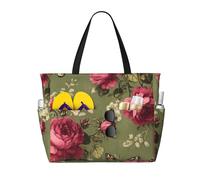 Borsa da spiaggia vintage con farfalla rosa da donna borsa da spiaggia impermeabile con cerniera leggera borsa per shopping nuoto borsa estiva regali per le vacanze