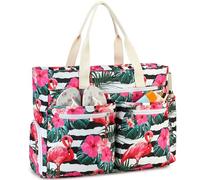 Borsa Da Spiaggia XXL, Beach Bag Grande con Scomparto per Scarpe Impermeabile a Prova di Sabbia, Weekender da Donna Pieghevole e Ultraleggera con Cerniera per Viaggi Vacanze Palestra (Fenicotteri)