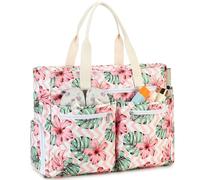 Borsa Da Spiaggia XXL, Beach Bag Grande con Scomparto per Scarpe Impermeabile a Prova di Sabbia, Weekender da Donna Pieghevole e Ultraleggera con Cerniera per Viaggi Vacanze Palestra (Fiore Rosso)