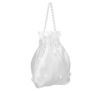 Borsa da Sposa Bianca in Raso Fiore, 22x21x0,5cm | Chiusura a Coulisse, Forma Morbida, 1 Pezzo, per Riti Nuziali e Foto della Sposa