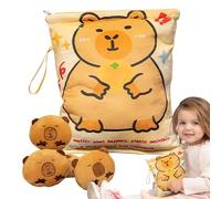 Borsa da spuntino per bambini, morbida borsa per snack Capybara, cuscino morbido con passante per il trasporto, portachiavi con 4 bambole per bambini in età prescolare, studenti, donne, ragazze