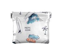 Borsa da surf in pelle ecologica in poliuretano, con palme, alberi tropicali, onde, mini borsa per il trucco, comoda, Tavole da surf Palm Tropical Trees Onde, 1 Size, Accessorio da viaggio