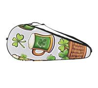 Borsa da tennis leggera per racchette da tennis con simbolo della fortuna di San Patrizio con tre e quattro foglie di trifoglio e birra verde
