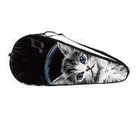 Borsa da tennis leggera per racchette da tennis senza cuciture con gattino che ascolta la musica