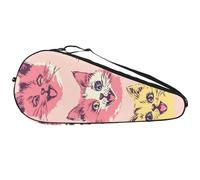 Borsa da tennis resistente, con facce di gattino felice con colori pazzi, borsa leggera per racchette da tennis per uomini, donne e adolescenti