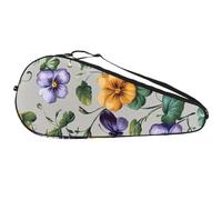 Borsa da tennis resistente, con quadrifoglio, fiori del viole del pensiero, foglie e farfalle, leggera, per uomini, donne, adolescenti