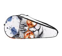 Borsa da tennis resistente, motivo gatto con occhiali rotondi arancioni, leggera, per uomini, donne, adolescenti