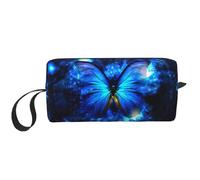 Borsa da toeletta blu con stampa di farfalle per le donne formato da viaggio carino borsa da toilette da viaggio borsa per trucco borsa organizer, bianco, Taglia unica