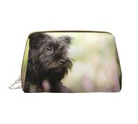 Borsa da toeletta, borsa per il trucco, da toeletta da viaggio portatile con cerniera,Affenpinscher Lawn Black Dogs Scimmia Terrier