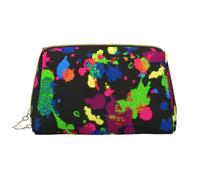 Borsa da toeletta, borsa per il trucco, da toeletta da viaggio portatile con cerniera,Arcobaleno di schizzi di vernice al neon