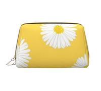 Borsa da toeletta, borsa per il trucco, da toeletta da viaggio portatile con cerniera,Aster bianco Margherita gialla