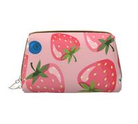 Borsa da toeletta, borsa per il trucco, da toeletta da viaggio portatile con cerniera,Bella fragola rosa