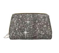 Borsa da toeletta, borsa per il trucco, da toeletta da viaggio portatile con cerniera,Bianco Argento Grigio Diamante