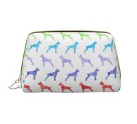 Borsa da toeletta, borsa per il trucco, da toeletta da viaggio portatile con cerniera,Boxer Dogs Arcobaleno (Ritagliato)