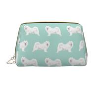 Borsa da toeletta, borsa per il trucco, da toeletta da viaggio portatile con cerniera,Cane Samoiedo Cane Samoiedo Design Cane da slitta alla menta Design