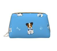 Borsa da toeletta, borsa per il trucco, da toeletta da viaggio portatile con cerniera,Carini Jack Russell Terrier con motivo a ossa
