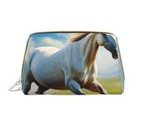 Borsa da toeletta, borsa per il trucco, da toeletta da viaggio portatile con cerniera,Cavallo che corre sul prato
