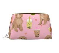 Borsa da toeletta, borsa per il trucco, da toeletta da viaggio portatile con cerniera,Cavoodle Bubble Tea Kawaii Carino Cavapoo Modello Rosa