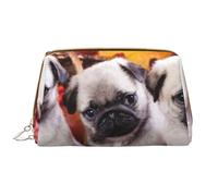 Borsa da toeletta, borsa per il trucco, da toeletta da viaggio portatile con cerniera,Cuccioli di carlino