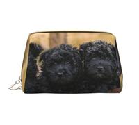 Borsa da toeletta, borsa per il trucco, da toeletta da viaggio portatile con cerniera,Cuccioli di famiglia Affenpinscher Cani neri Scimmia