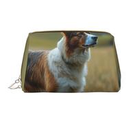 Borsa da toeletta, borsa per il trucco, da toeletta da viaggio portatile con cerniera,Cucciolo che gioca sull'erba