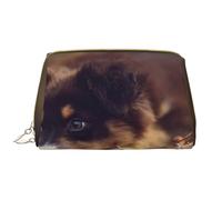 Borsa da toeletta, borsa per il trucco, da toeletta da viaggio portatile con cerniera,Cucciolo di Border Collie Border Collie marrone bokeh