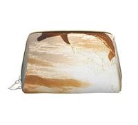 Borsa da toeletta, borsa per il trucco, da toeletta da viaggio portatile con cerniera,Delfino che salta dall'acqua scintillante